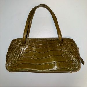 Monsac Faux Leather Crocodile Style Green Y2K Styled Bag